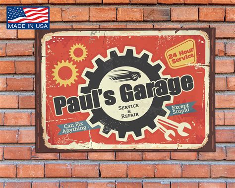 Personalized Metal Garage Signs Indoor Outdoor Made In The Usa Tms46