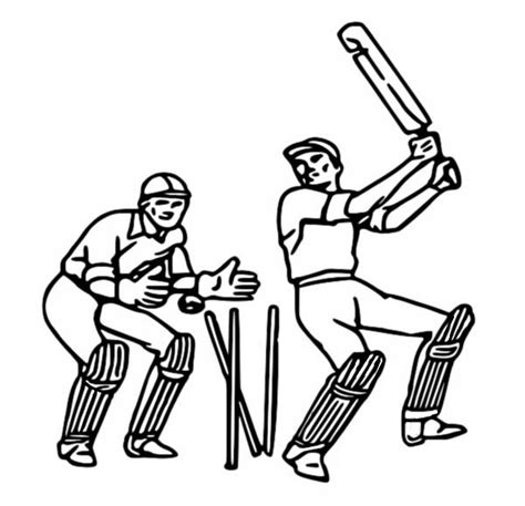Coloring Page Cricket 2 Players 1