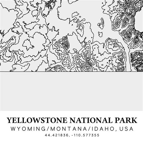 Yellowstone National Park Printable Topographic Map Etsy