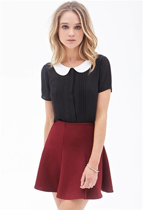 Forever 21 Pleated Peter Pan Collar Top Fashion Peter Pan Collar Top