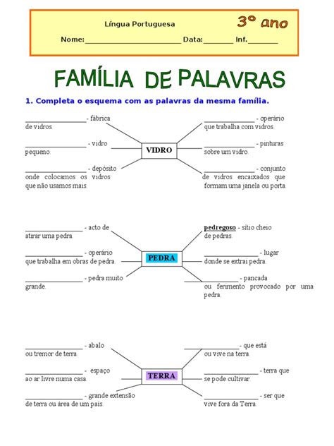 F5 Familia De Palavras Pdf Natureza Science