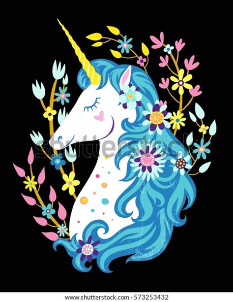 Unicorn Head Isolated On Background Colorful Stock Vector Royalty Free