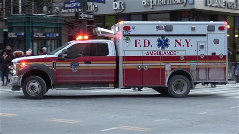 Fdny Ems Ambulances Responding With Siren And Lights Youtube