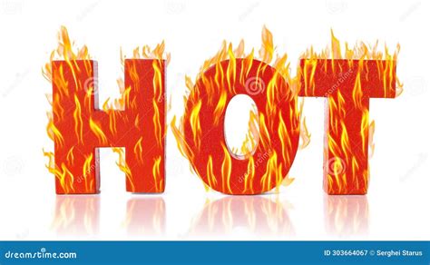 A Close Up Of The Word Hot With Flames Coming Out Ai Stock