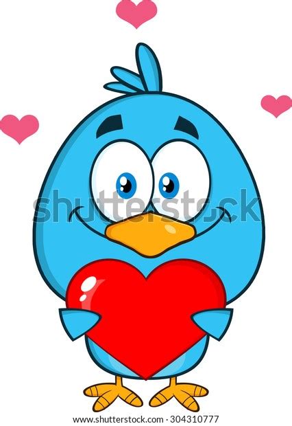 Cute Blue Bird Cartoon Character Holding Stock Vector Royalty Free