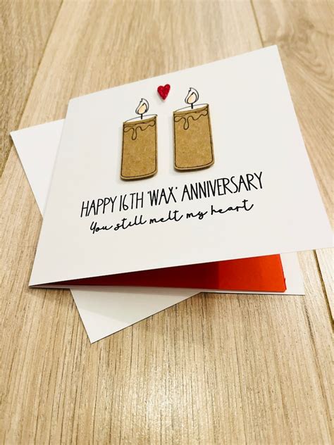 Th Wedding Anniversary Wax Themed Card Etsy