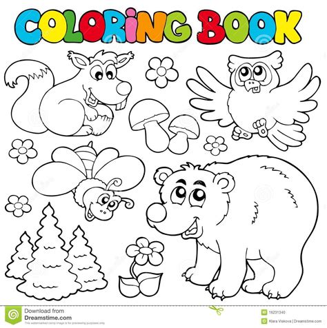 Coloring Book With Forest Animals 1 Stock Vector
