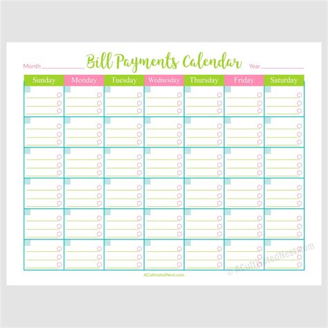 For example, if someone were to upgrade to pro for only one month to use the weekly 20gb upload quota, most of. Printable Bill Payments Calendar- A Cultivated Nest