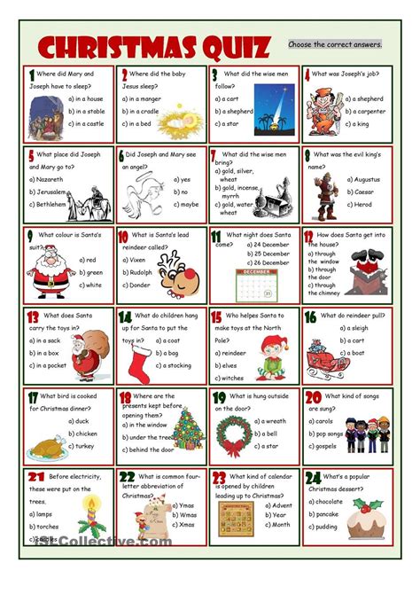 Christmas Trivia Worksheet