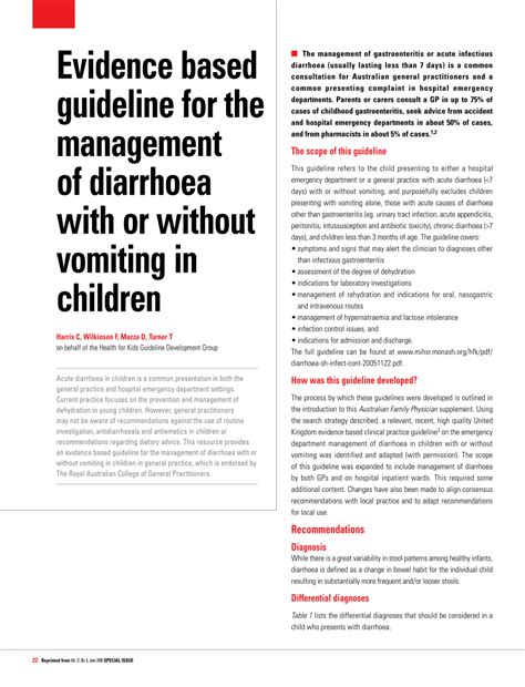 Pdf Evidence Based Guideline For The Management Of Diarrhoea With Or