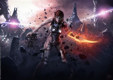 Wallpaper Mass Effect Anime Girls Weapon Commander Shepard Darkness Screenshot Computer