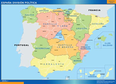 España Division Politica Mapas Murales De España Y El Mundo