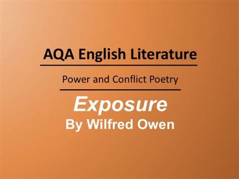 Exposure By Wilfred Owen Lesson Teaching Resources