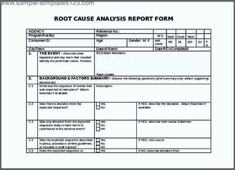 Root Cause Analysis Report Template Sample Templates Sample Templates