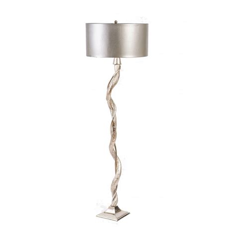 Petite candlestick metal shade floor lamp. Libra Company Willow 037065 Silver with Pewter textured ...