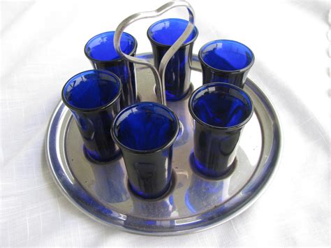 Cobalt Blue Shot Glass Set By Myvints On Etsy