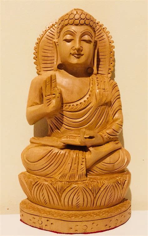 Wooden Buddha Statue 15cm Tall Meditation Sitting Ebay