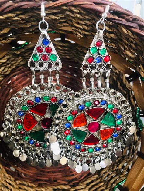 Afghan Jewelry Kuchi Tribal Pashtun Earring Costume Belly Etsy