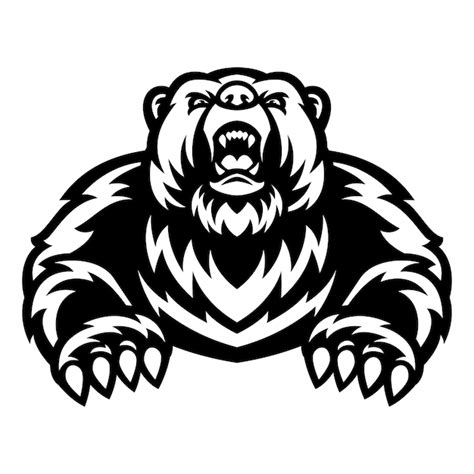 Premium Vector Grizzly Bear Mascot Logo Black And White