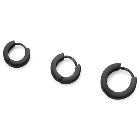 Huggie Black 13 8 Mm Surgical Stainless Steel Flat Hoop Earring