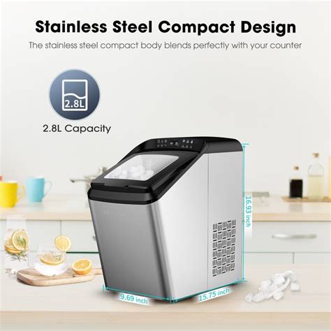 Crownful Compact Ice Maker For Countertop 9 Bullet Ice Cubes Ready In