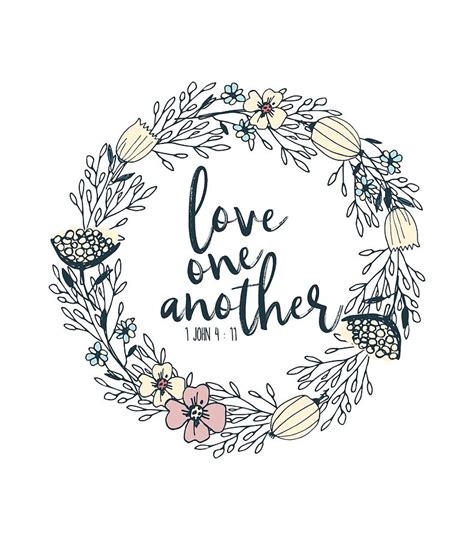 Christian Bible Verse Quote Floral Typography Love One Another