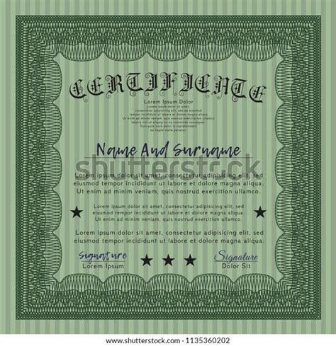 Green Awesome Certificate Template Superior Design Stock Vector