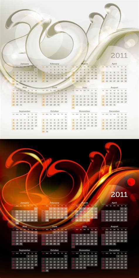 2011 Calendar Template Ai Vector Uidownload