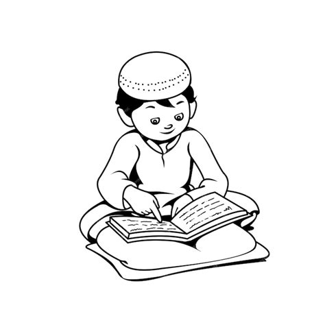 Premium Vector Muslim Boy Reading Quran 2d Clip Art Vector Illustration
