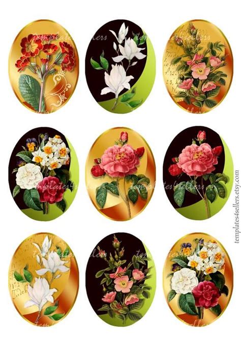 Digital Collage Sheet Vintage Flowers Roses Narcissus 30x40 Mm Etsy