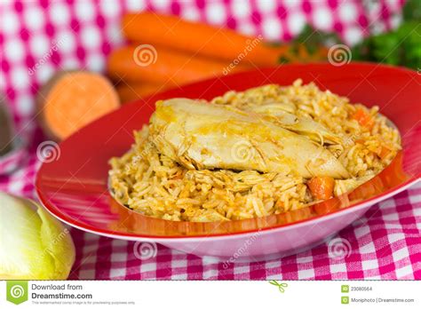 Pilaf A Rice Meat With Chicken And Carrots Stock Photo Image Of