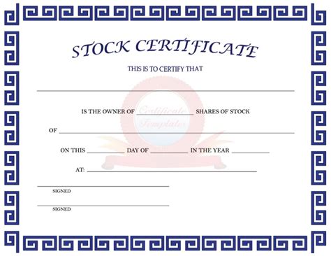 25 Printable Stock Certificate Templates [excel Word Pdf] Templatedata