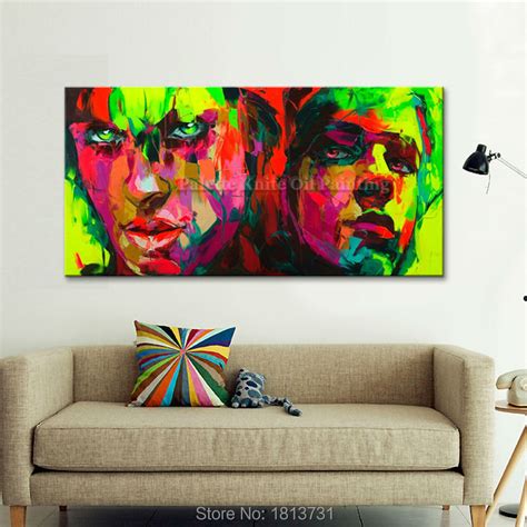 Hand Painted Wall Art Abstract Face Knife Oil Painting Canvas Home