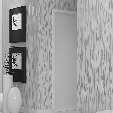 Non Woven Fashion Thin Flocking Vertical Stripes Wallpaper Bvm Home