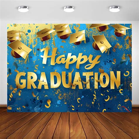 1pc Happy Graduation Banner Blue And Gold Xtralarge Blue And Yellow