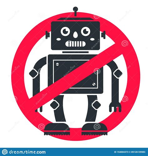 Ban Robots Sign Crosses Out The Future Fear Stock Vector