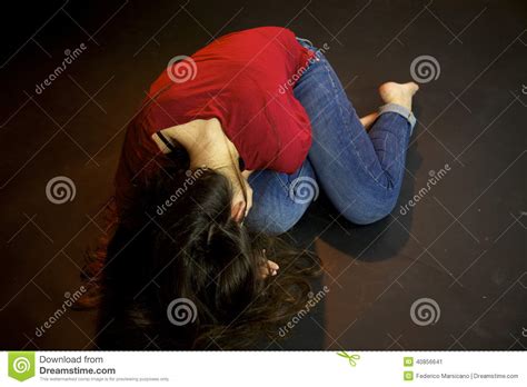 Woman Laying On The Ground On Street After Sexual Violence Stock Image