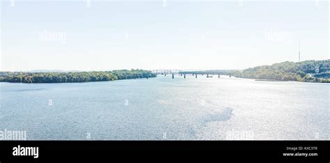 Patapsco River Panorama With Highway Bridges During Day In Baltimore
