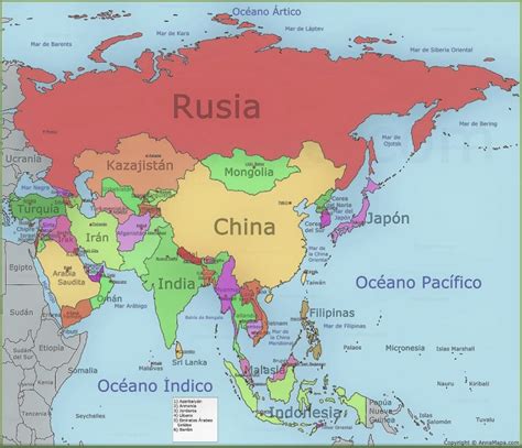 Mapa De Asia Político 🥇 Mapa Continente Asiático【 2023