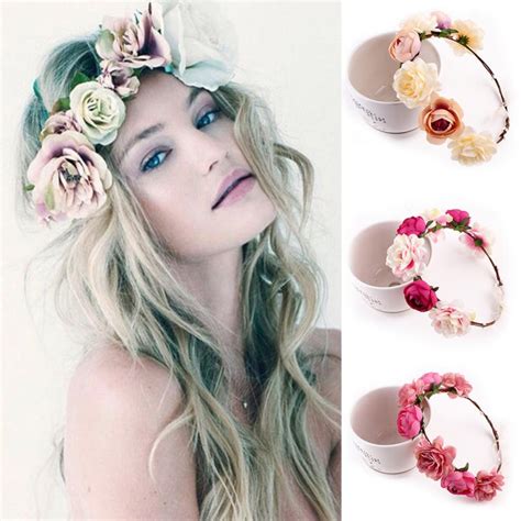 Enjoy your dream wedding with our flowers. DIY Boho flower crown beach artificial flowers headband ...