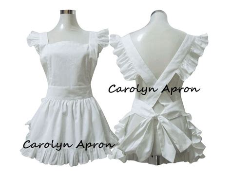 Plain White Apron Japanese Style Elegant White Ruffle Short Cotton Apron Corss Back Harajuku