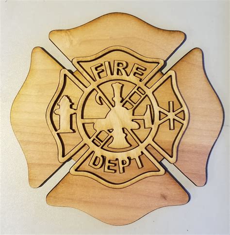 Fireman Maltese Cross Set Wood Cutout Unfinished Firefighter Etsy
