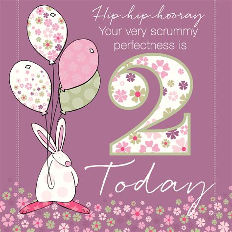 Hope your special day is one blessing after another. Girl age 2 birthday card by Rufus Rabbit. Lovely cards for children's birthdays