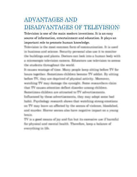Solution Essay Advantages And Disadvantages Of Television Studypool