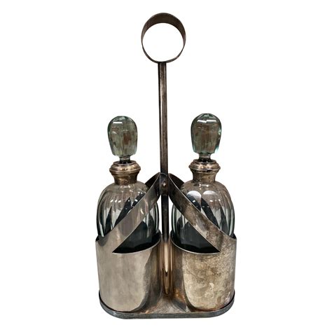 Pair Of Two Vintage Italian Glass Bottle 1950s For Sale At 1stdibs Vintage Italian Glass Bottles