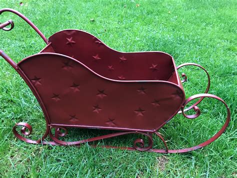 Red Metal Sleigh Decoration The Loft