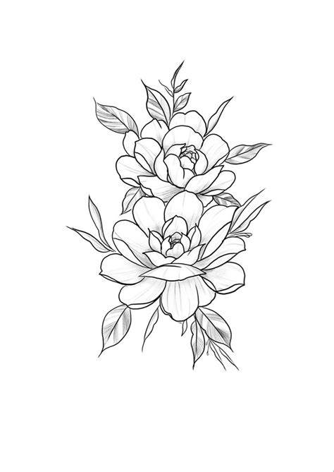 Peony Flower Tattoo Sketch Peony Flower Tattoos Tattoo Sketches