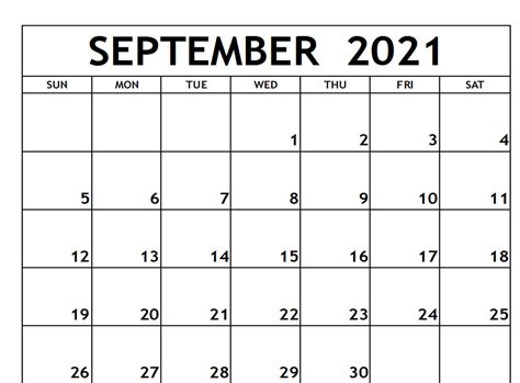 September 2021 Printable Calendar 1