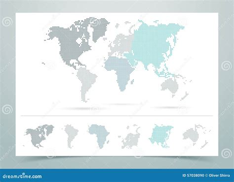 World Map Dotted Vector With Continents Stock Vector Illustration Of