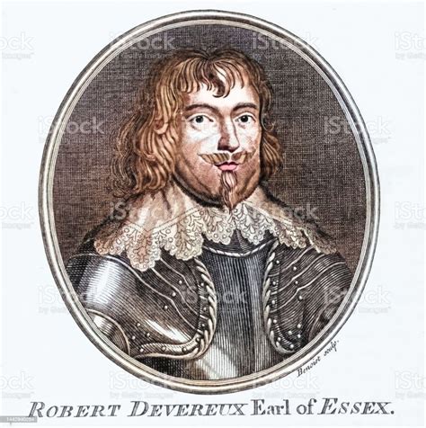 Robert Devereux Earl Of Essex 18th Century Colour Portrait Stock
